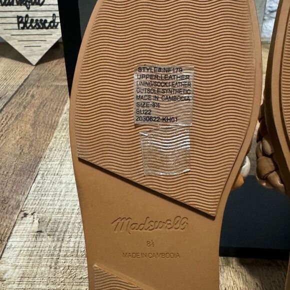 Madewell The Suzi Slide Puffy Woven Sandals Shoes size 8.5 M Leather - Picture 10 of 10